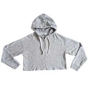 Hollister Women's Gray Boxy Oversize Cropped Quarter Zip Hoodie Size Medium